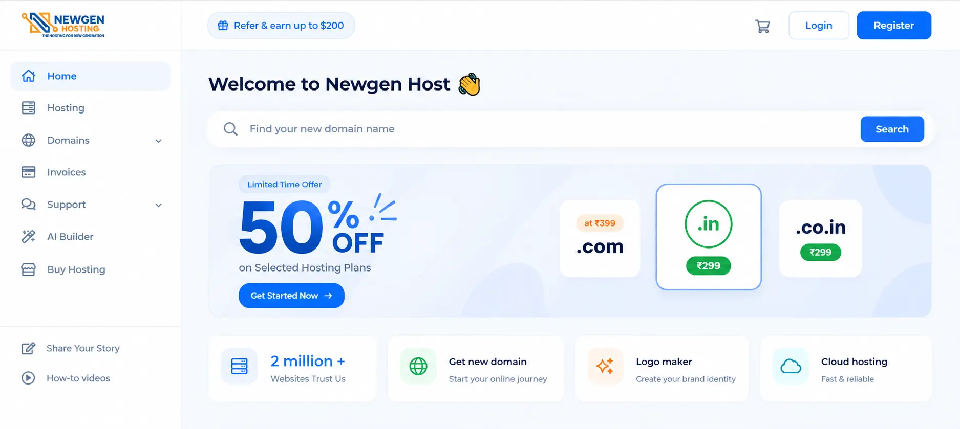 Newgen Hosting Dashboard